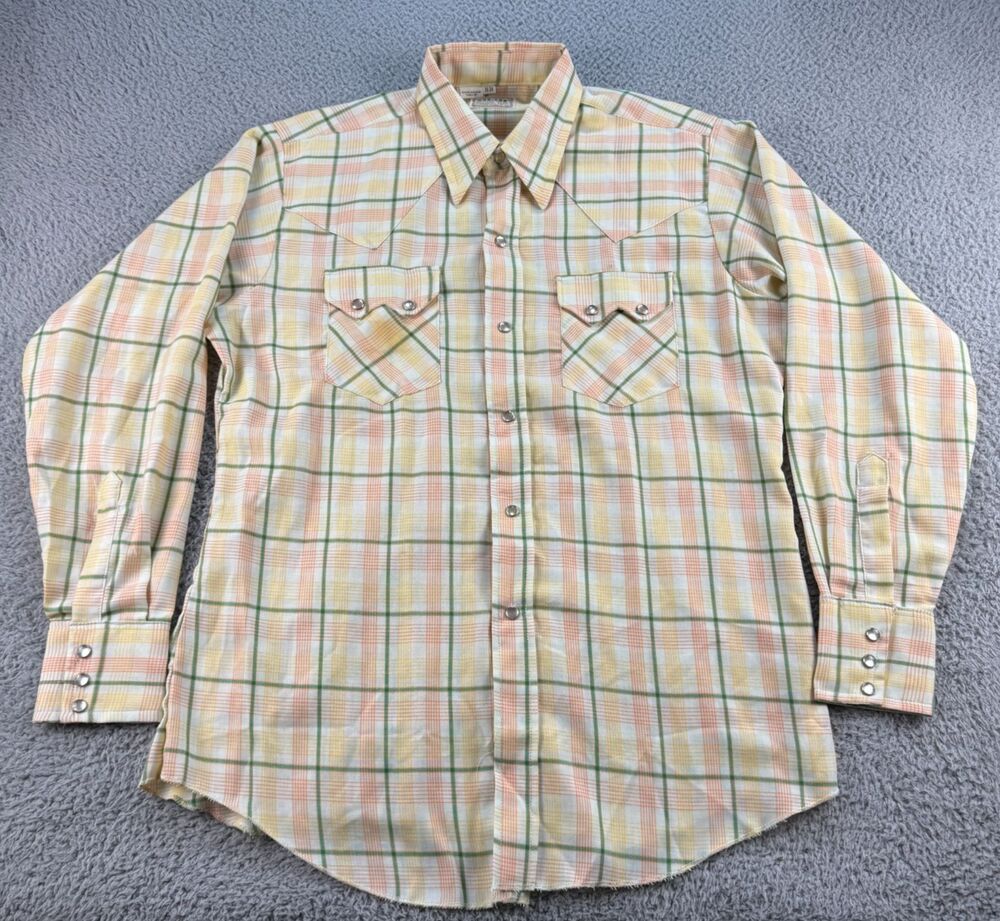 Washington Dee Cee Shirt Mens 16 - 34 Western Wear Pearl Snap Sawtooth VTG USA